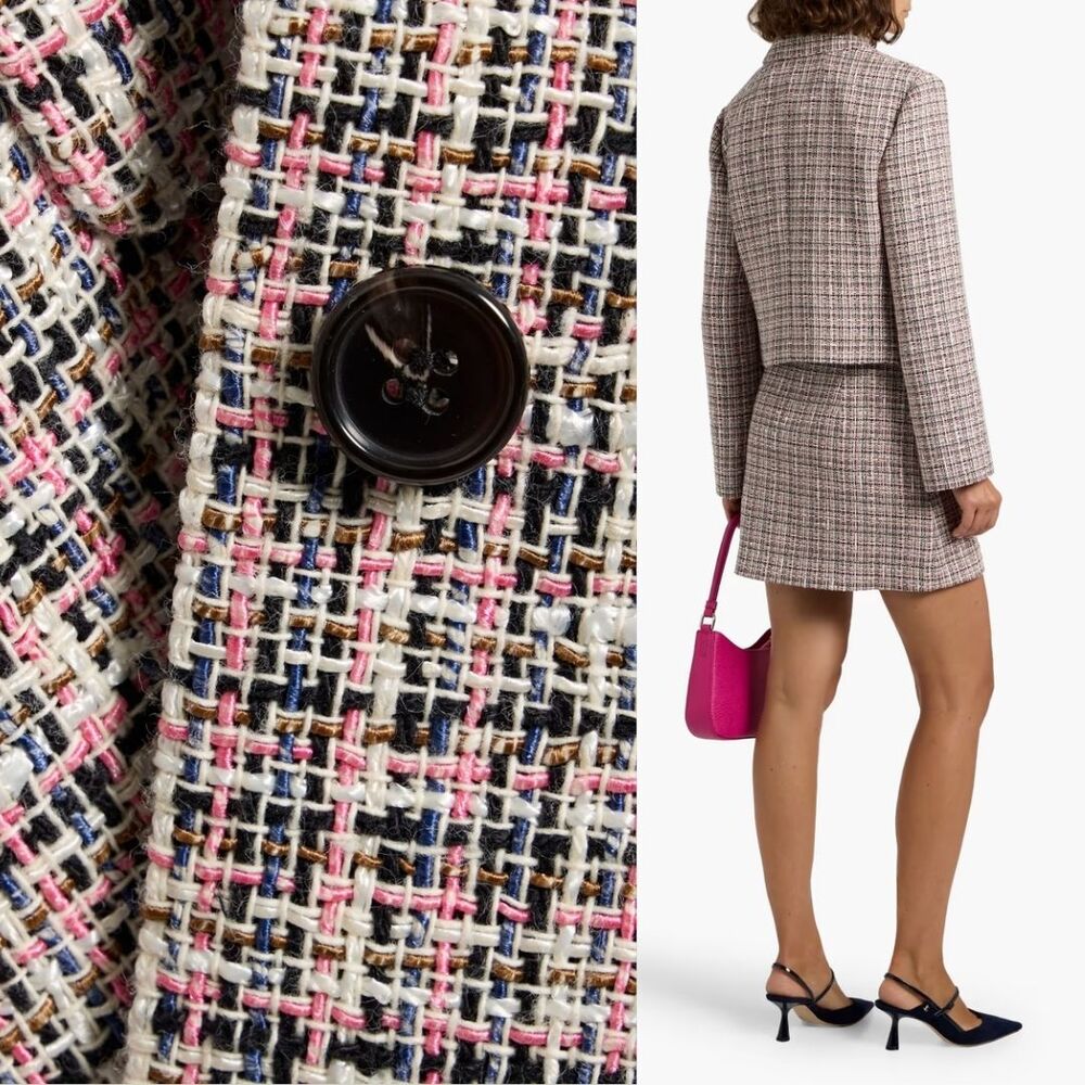 THEORY Patch Tweed Crop Jacket Size 4 - Picture 6 of 13